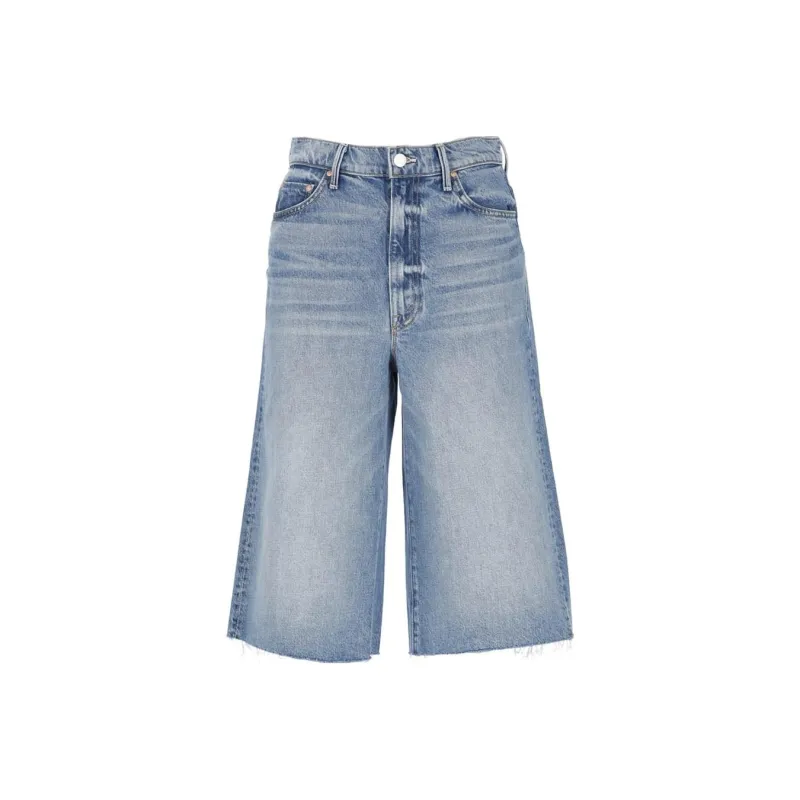 MOTHER High-rise Raw-cut Denim Shorts-0