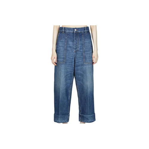 Bottega Veneta Logo Patch Wide Leg Jeans