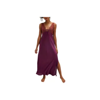 FREE PEOPLE Countryside Maxi Slip Slip Dresses Women's Maroon/Chestnut