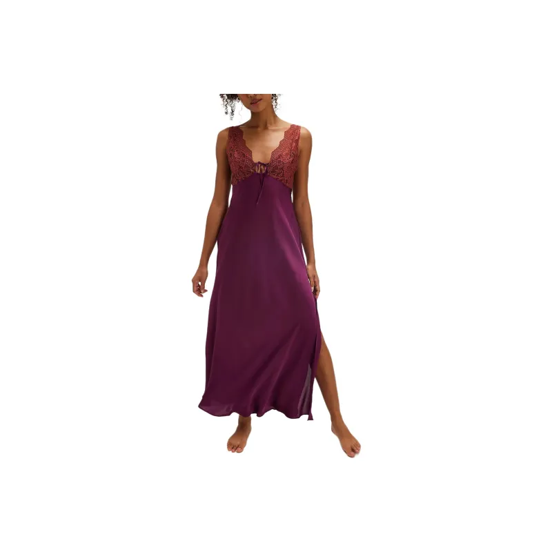 FREE PEOPLE Countryside Maxi Slip Slip Dresses Women's Maroon/Chestnut-0