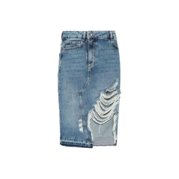Patrizia Pepe Distressed Denim Skirt