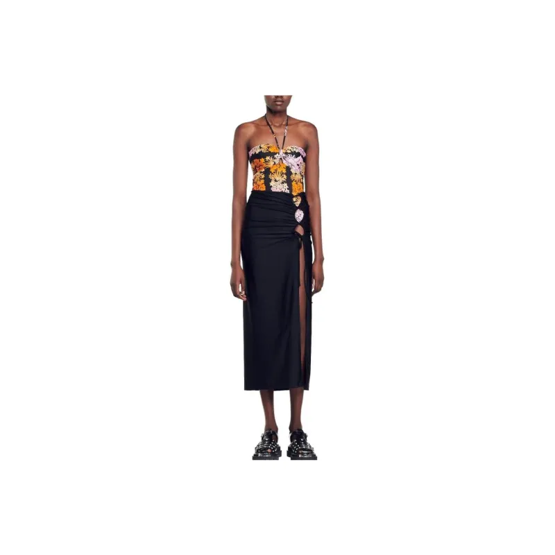 Sandro Casual Long Skirts Women's Black-0