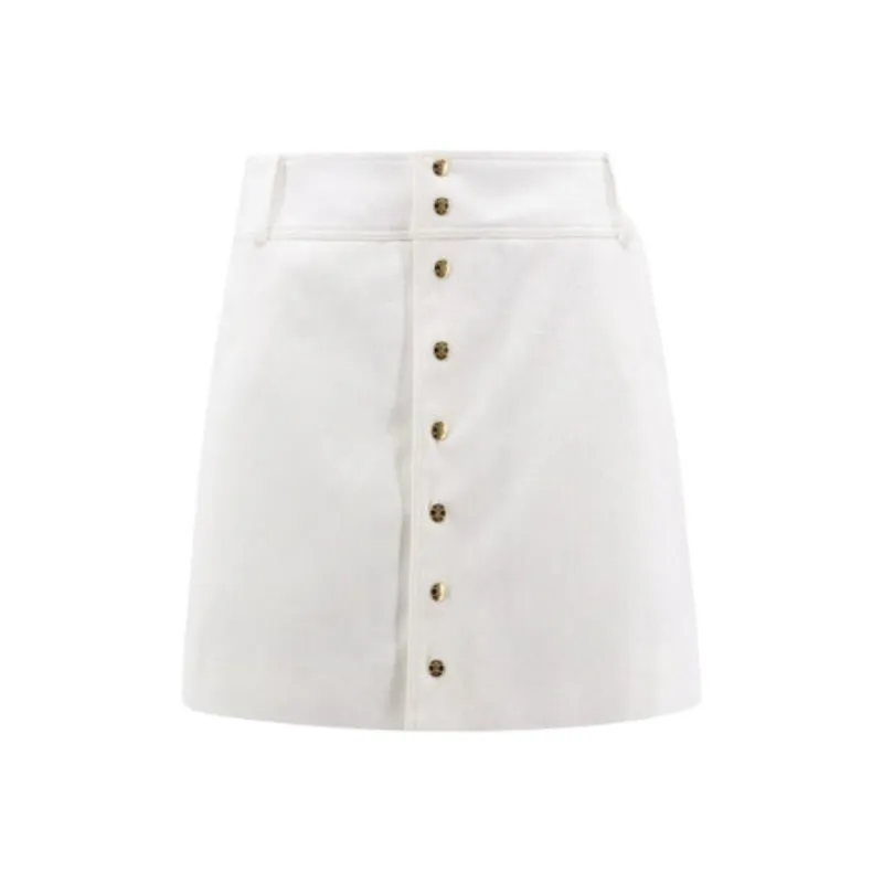 CELINE Trapeze Cotton Twill Mini Skirt Off White-0