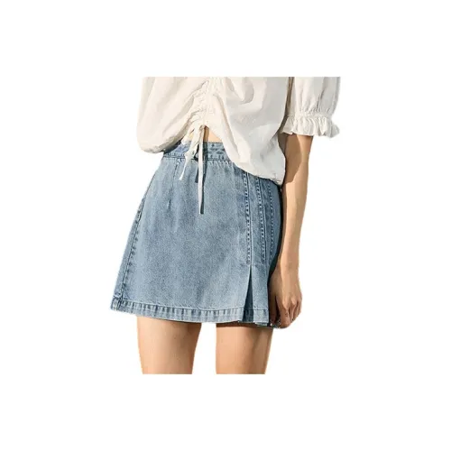 Tonlion Casual Short Skirts Women's Blue
