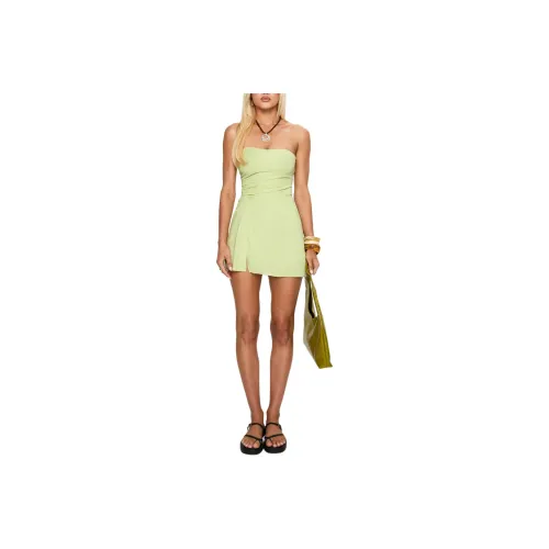 PRINCESS POLLY VISTA TROPIC STRAPLESS MINI DRESS Sleeveless Dress Women's Chartreuse/Yellow Green