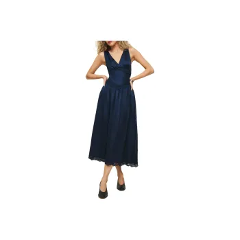REFORMATION Stasia Silk Dress Sleeveless Dress Women's Marine Blue