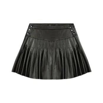 Maje Pleated Leather Miniskirt