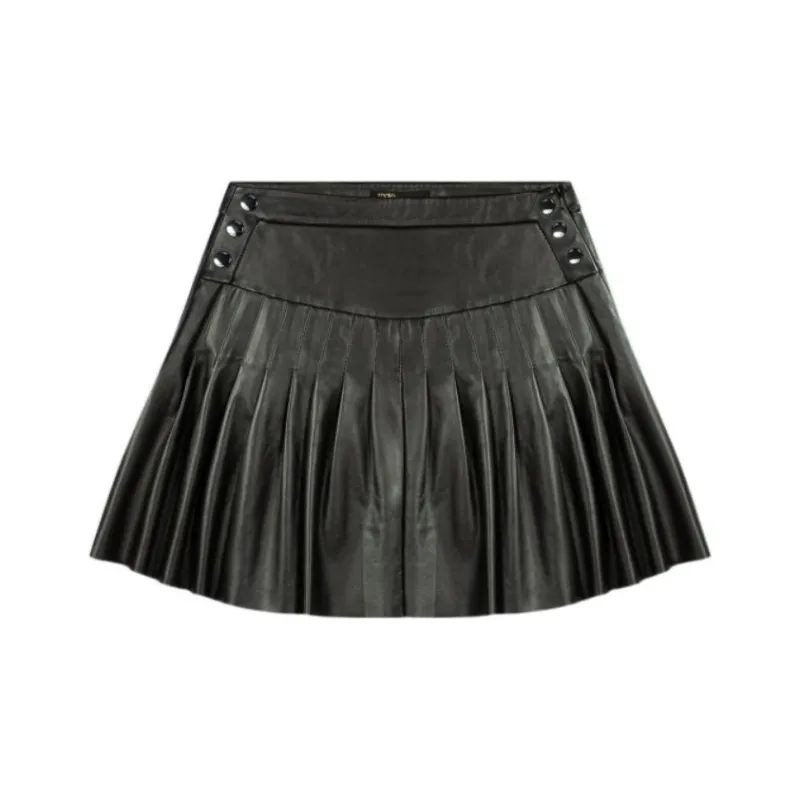 Maje Pleated Leather Miniskirt-0