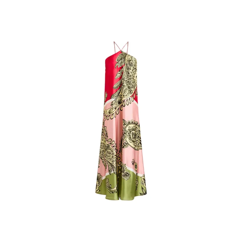SCANLAN THEODORE SS25 Silk Harrow Print Dress Slip Dresses Women's Red Pink/Red Pink-0