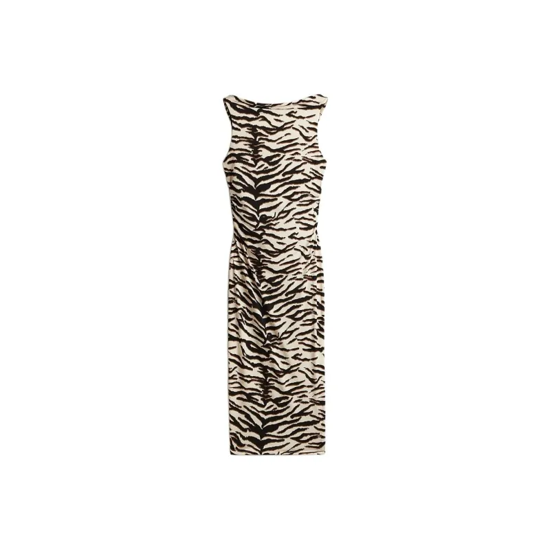 H&M Sleeveless Dress Women's Cream/Zebra Print-0