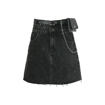 LOFT SHINE Denim Short Skirts Women's Denim Black