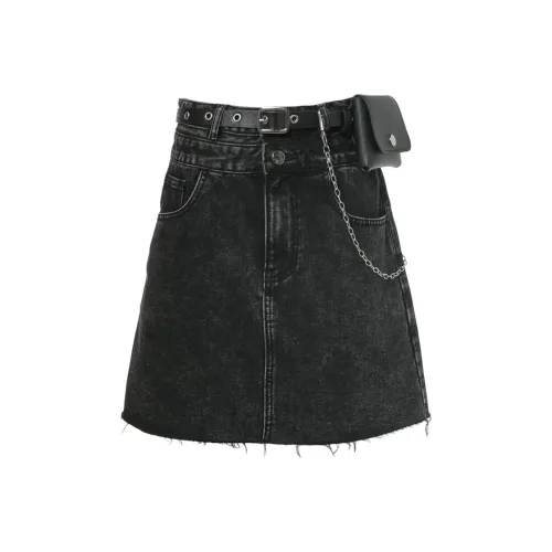LOFT SHINE Denim Short Skirts Women's Denim Black