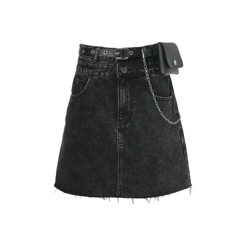 LOFT SHINE Denim Short Skirts Women's Denim Black-0