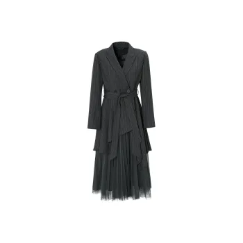 IDPAN Long Sleeved Dresses Women's Gray Coffee