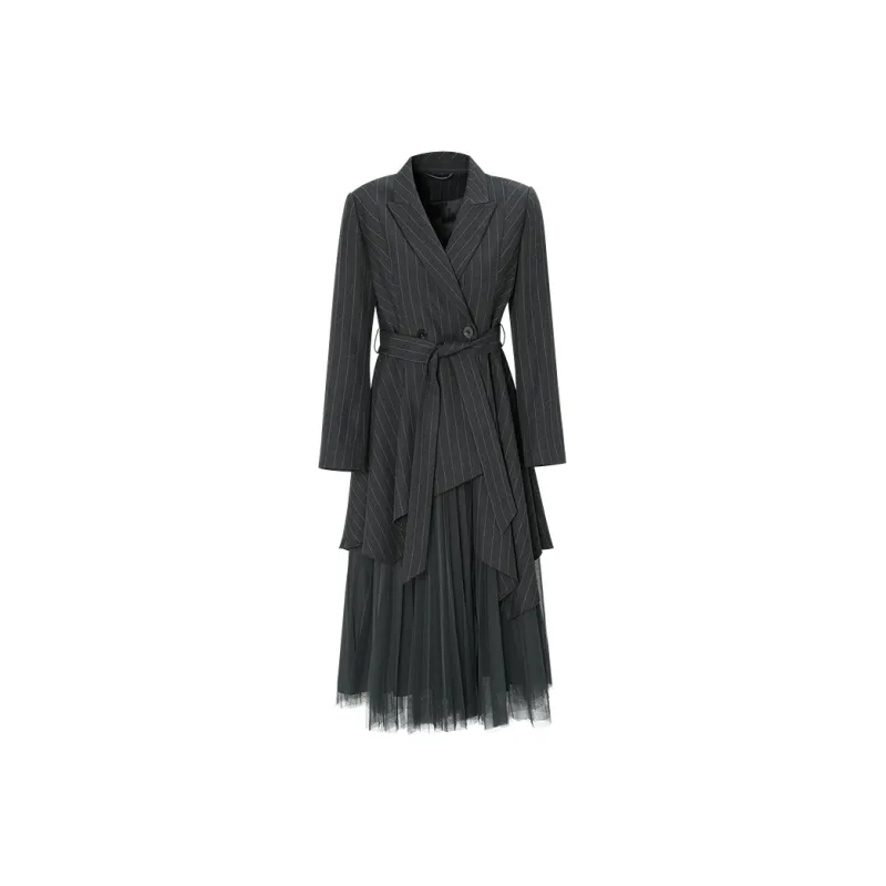 IDPAN Long Sleeved Dresses Women's Gray Coffee-0