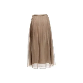 Brunello Cucinelli Pleated Tulle Midi Skirt