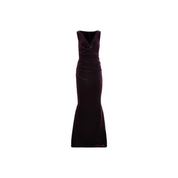 Talbot Runhof Draped Velvet Gown