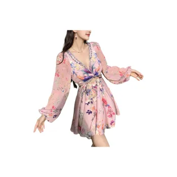 Wbwq Long Sleeved Dress Women's Foundation Floral