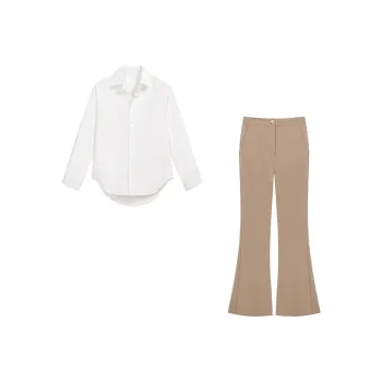 ONNFB Casual Suits Women's White Shirt+Khaki Pants