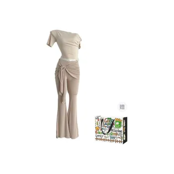 HAPG Casual Suit Women's Lace Off Shoulder Top+Yoga Pants