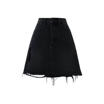 SOON FLOWER Denim Short Skirts Women's Black