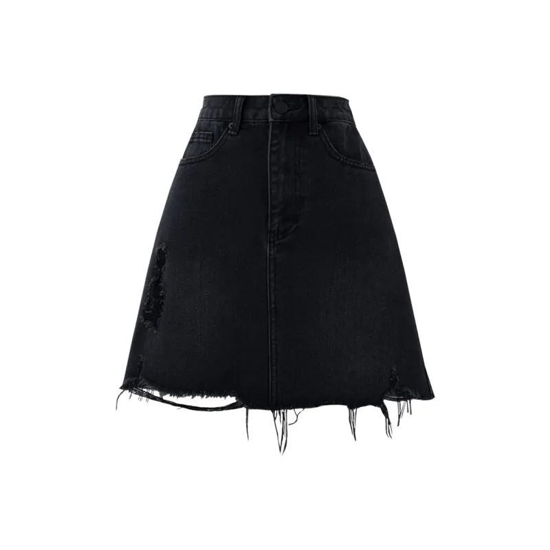 SOON FLOWER Denim Short Skirts Women's Black-0