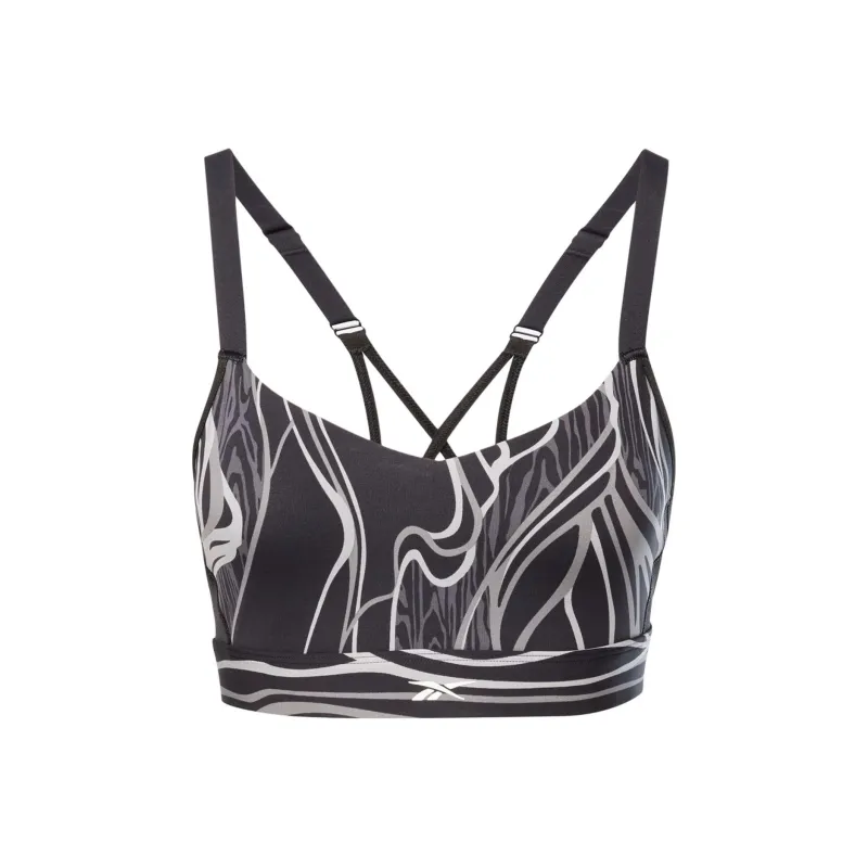 Reebok TS Lux Strappy Bra- AOP Sports Underwear Women's Black-0