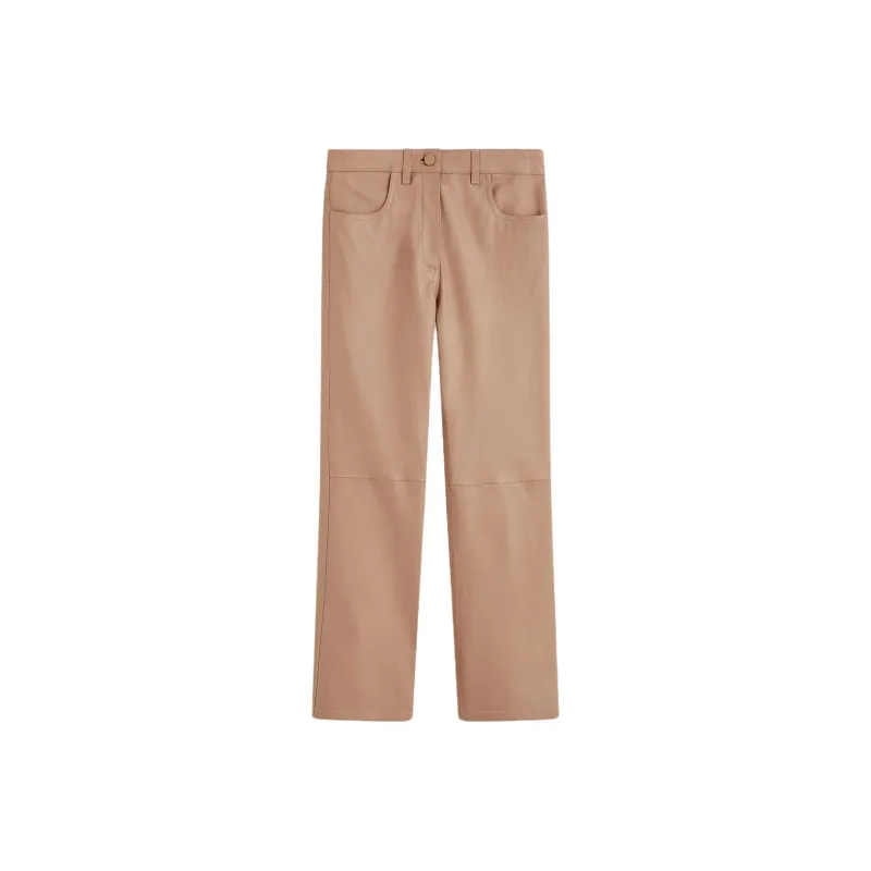 JOSEPH&STACEY Leather Pants Women's Khaki-0