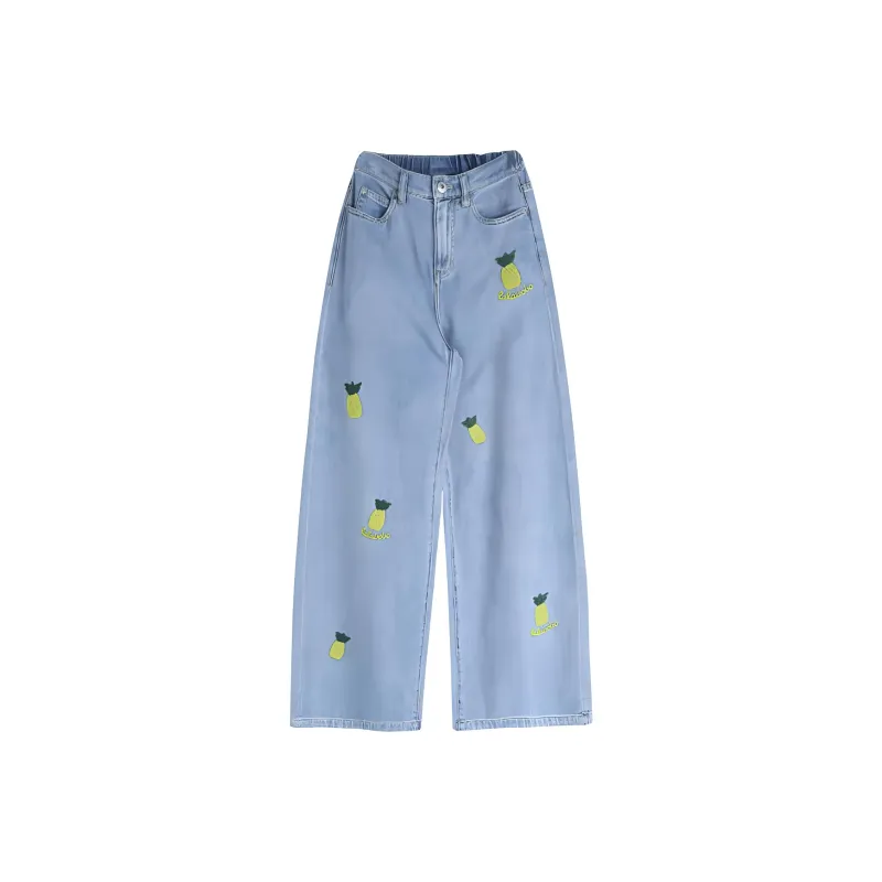 LALABOBO Jeans Women's Light Blue White-0