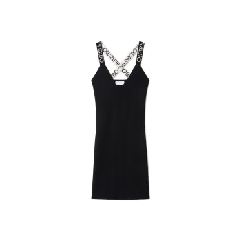 OFF WHITE Logo Jacquard Criss Cross Strap Mini Dress