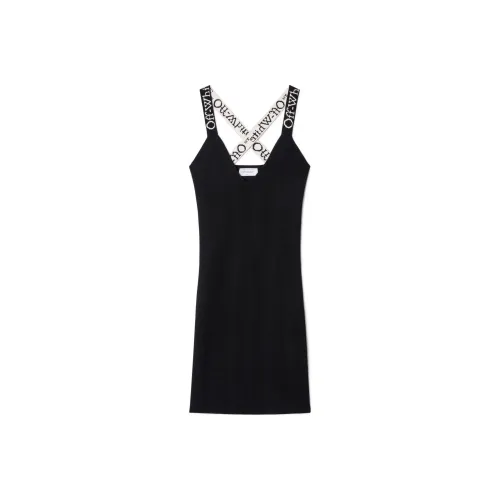 OFF WHITE Logo Jacquard Criss Cross Strap Mini Dress