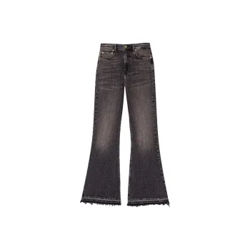 GANNI Logo patch High waist Flared Jeans