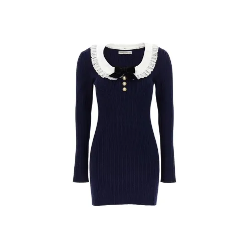 Alessandra Rich Lace collar Ribbed knit Minidress