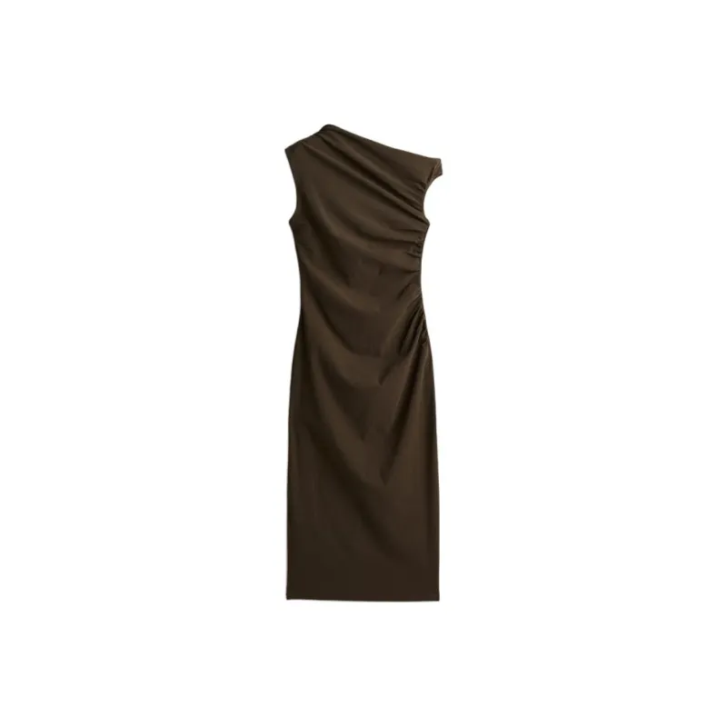 H&M Sleeveless Dress Women's Dark Khaki Green-0