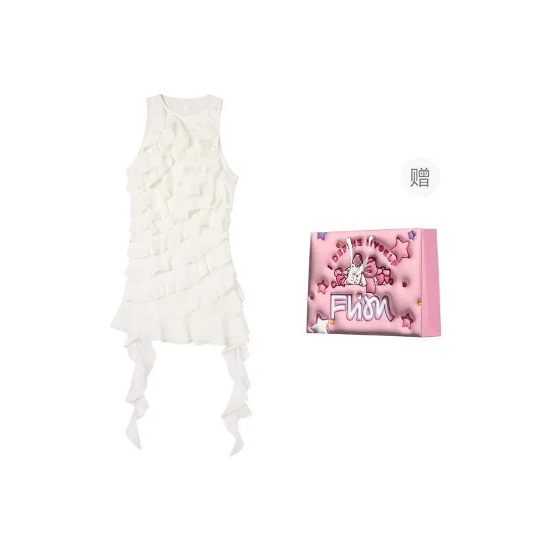 FLIM Sleeveless Dress Women's White-8