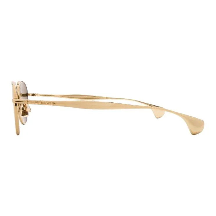 Bottega Veneta Metal Irregular Shape Sunglasses Women's Gold-2