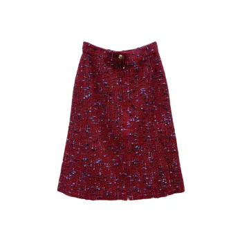 CHANEL 20K Knit Long Skirt Women's Red