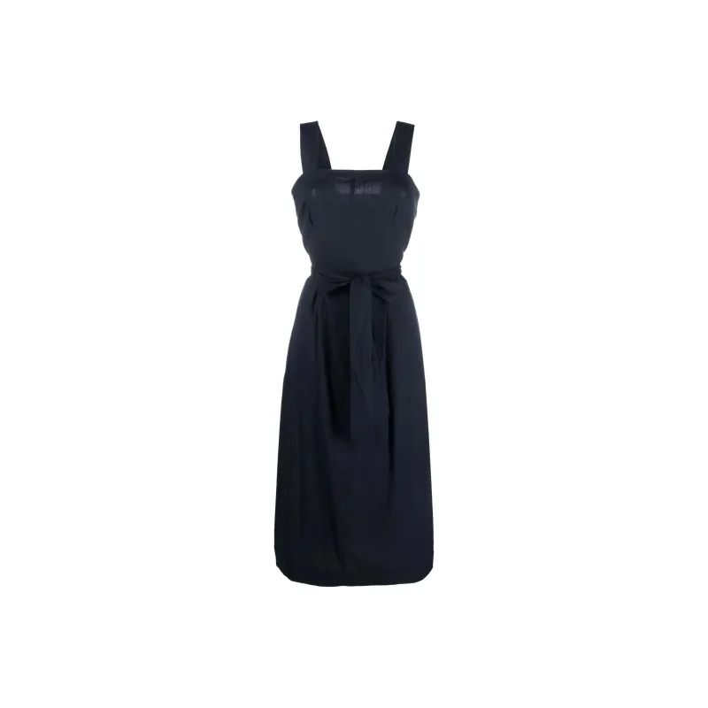 VINCE Belted Square neck Midi Dress-0