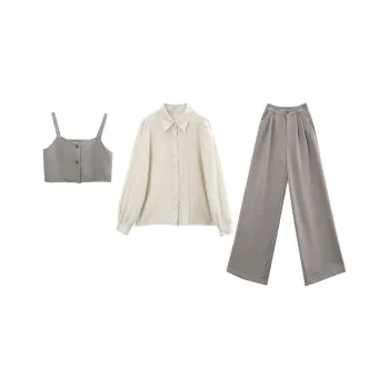 A Paradise For Awakening Casual Suit Women's Gray Three Piece Set