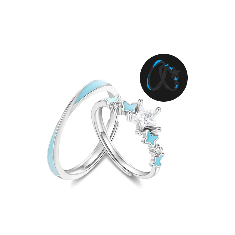 Lao Feng Xiang S999 Silver Ring Pair Unisex-0