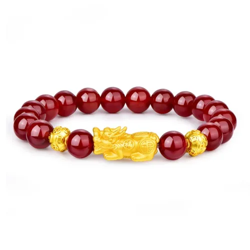 JINLIUFUJIXIANG Reconstructed Cinnabar Agate Bracelets Unisex