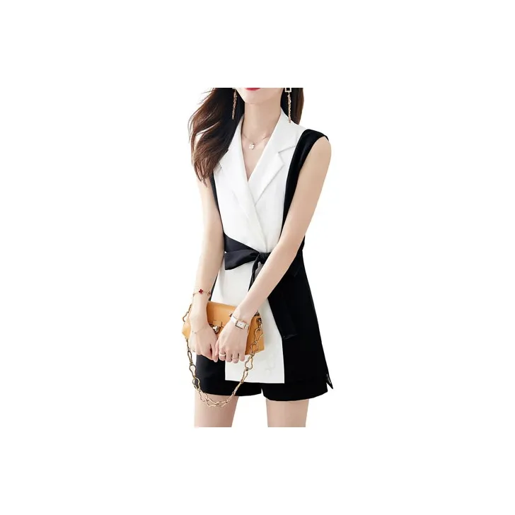 Still Quiet Casual Suit Women's Black White-0