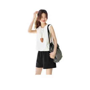 Mo Han Yi Mei Casual Suit Women's White Top And Black Bottom