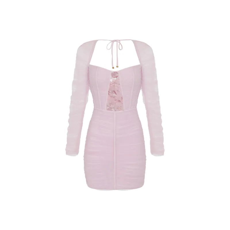 Elisabetta Franchi Long Sleeved Dress Women's Pink-0