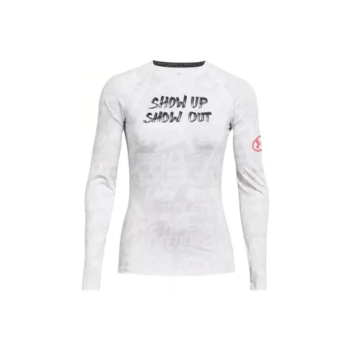Under Armour Women's HeatGear® Message Compression Long Sleeve Workout Clothing Women's White/Beta