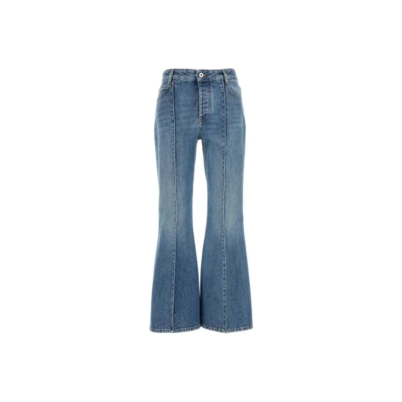 Bottega Veneta Cropped Kick Flare Leg Denim 'Mid Blue'-0