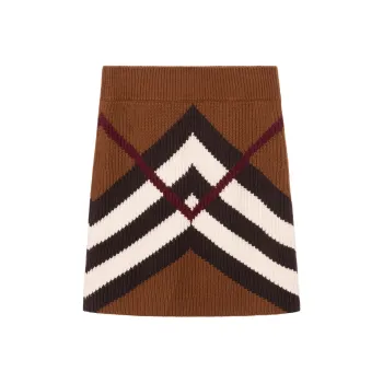 Burberry Chevron Check Mini Skirt 'Dark Birch Brown'
