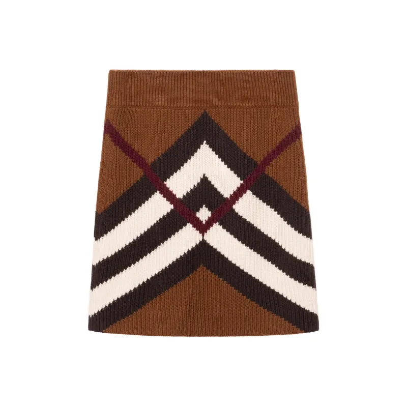 Burberry Chevron Check Mini Skirt 'Dark Birch Brown'-0