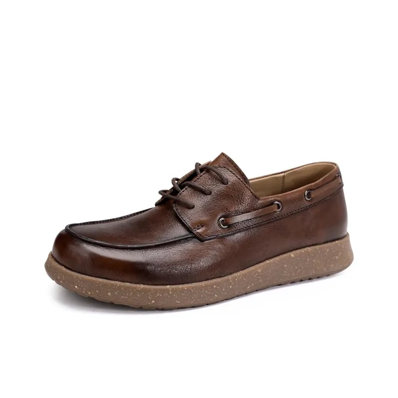 Voguhomme Men's Casual Shoes Men Low Top Brown-0