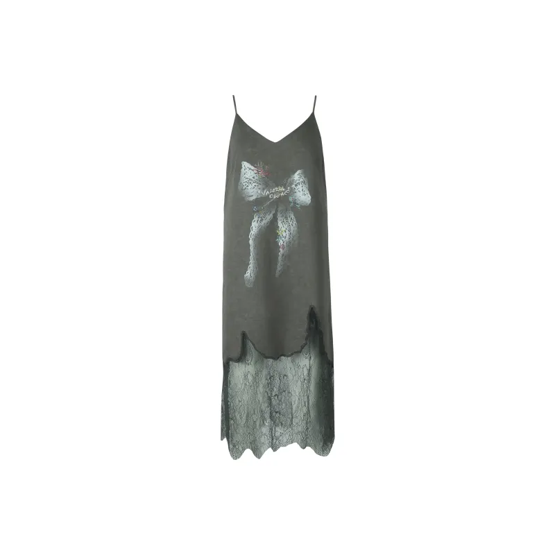 Valeria Obbaco Slip Dress Women's Gray-0